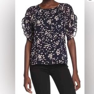 Madewell Momento Navy Ruffle Sleeve Top, size XS